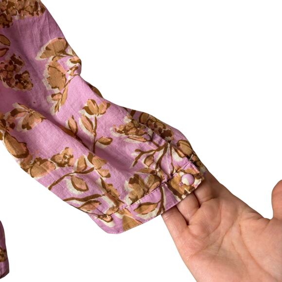 J.Jill Printed A-line pintucked Top Blouse Boho Cottagecore Shabby Chic Trendy - Picture 6 of 14